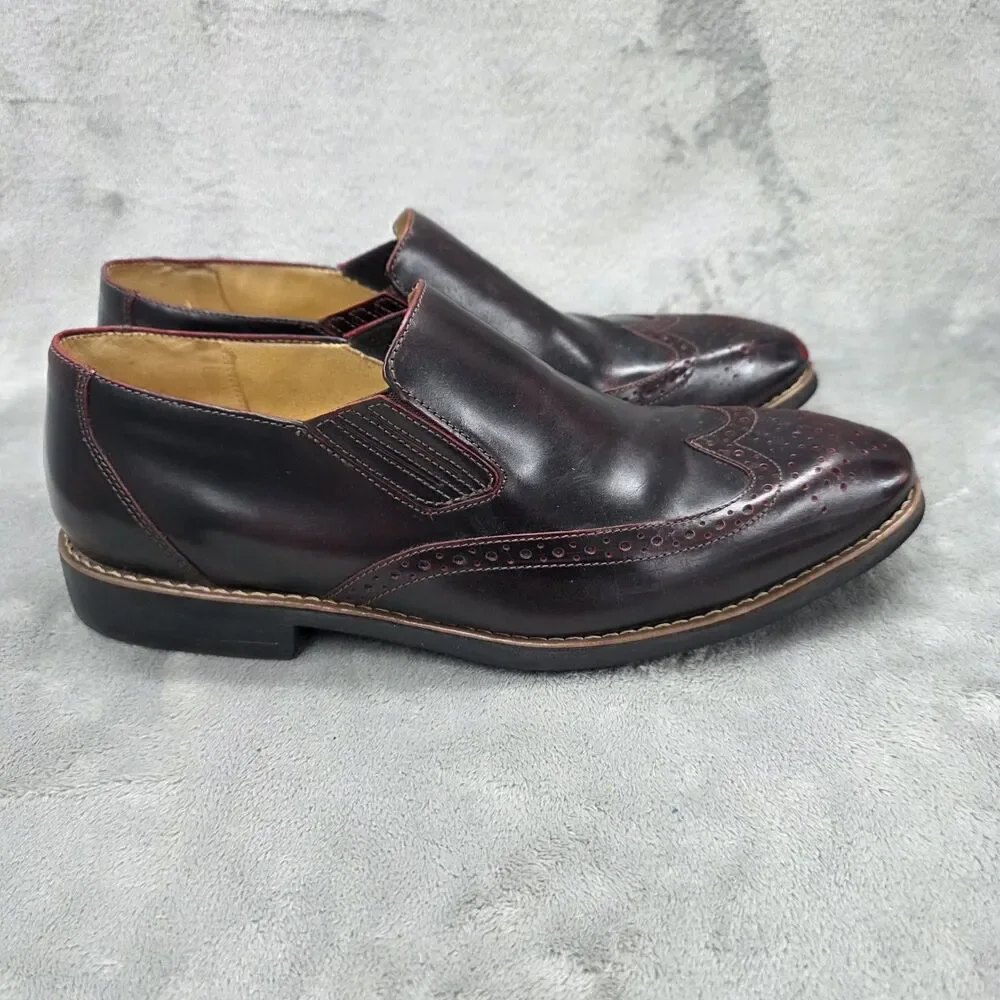 Sandro Moscoloni Men's Leather Wingtip Loafers Burgandy Size 10D Shoes